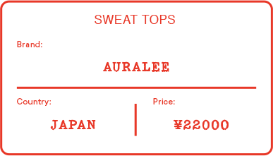 SWEAT TOPS Brand AURALEE | Country JAPAN | Price ¥22000