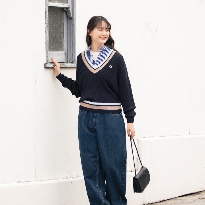 トラッドの定番「チルデンニット」でつくる、学生気分のデニムスタイルがお洒落！【FUDGE 11月号連動企画 -デニムに恋したセーター| DAY 6】