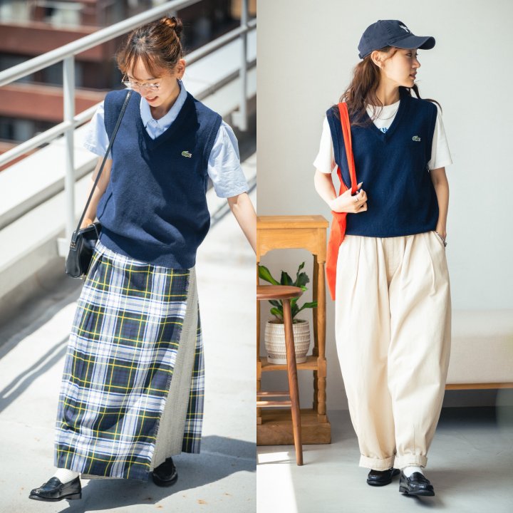 Tシャツとニットベストは相思相愛。ポカポカな秋晴れの日に着回したいコーデ2選【FUDGE FRIEND おしゃれさんの毎日コーディネート|UMI】