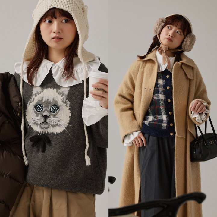 冬のニットコーデ2選。ファーやフリルでガールなニュアンスに【FUDGE FRIEND おしゃれさんの毎日コーディネート|Maruru】