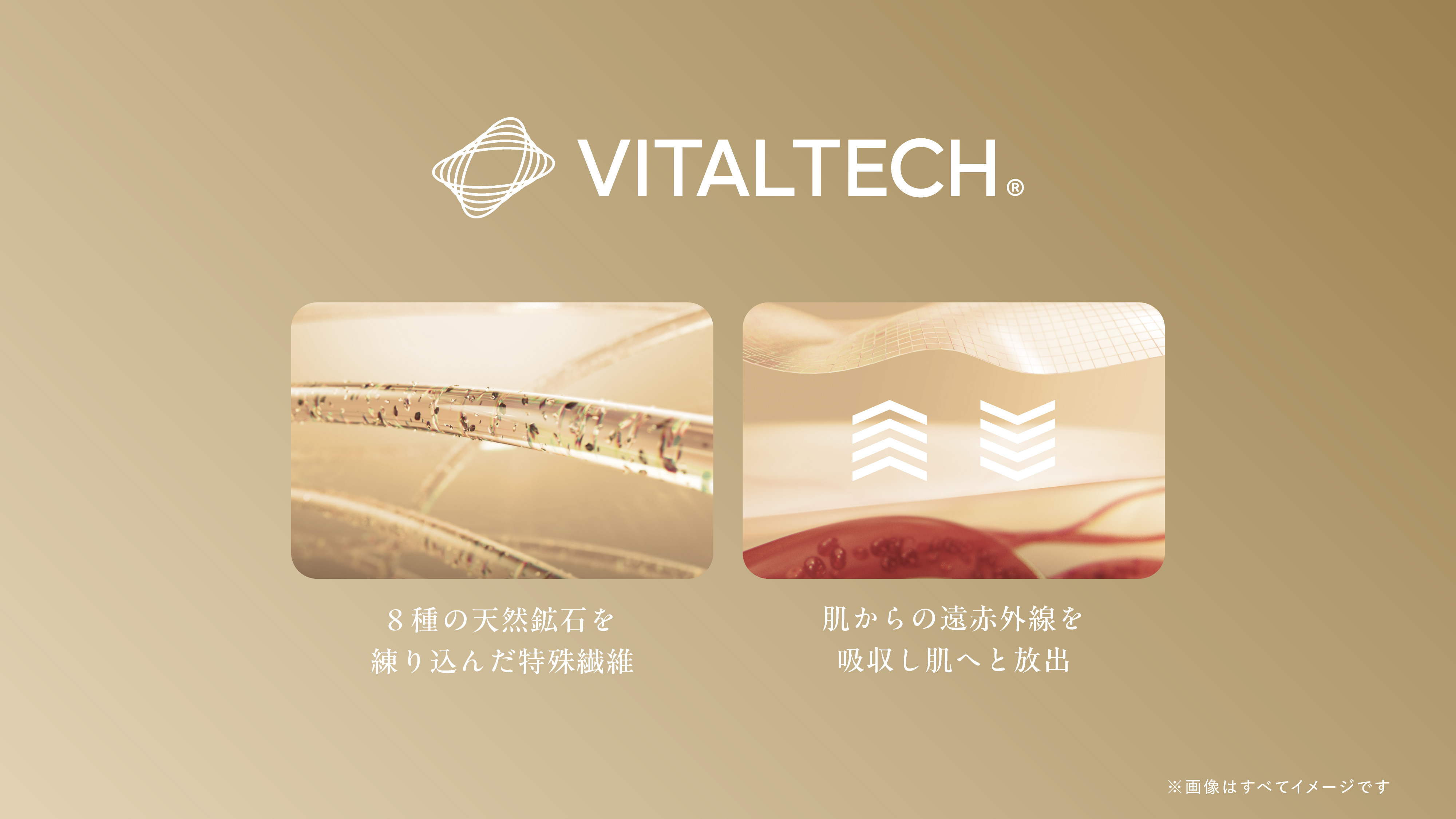 椿オイルを含んだ8種の天然鉱石を練り込んだ独自開発繊維