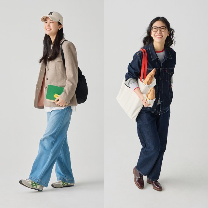 春デニムは2つのムードで。肩パッドジャケットで90年代風か、赤を効かせてパリジェンヌを気取るか【FUDGE FRIEND おしゃれさんの毎日コーディネート｜栁沼芽以】　